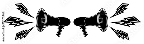 Double megaphone loudspeaker icon symbol. powerful Speaker volume design Vector illustration