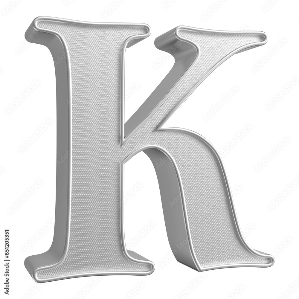 Silver 3D Font Letter K uppercase Silver 3D Font Letter K uppercase