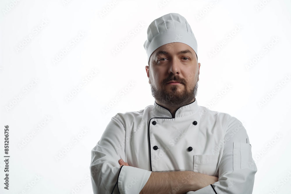 Portrait of an Indian male chef in isolated background studio. Woman cooking, occupation: chef or baker People in restaurants, kitchens and hotels Portrait of an Indian male chef in isolated background studio. Woman cooking, occupation: chef or baker People in restaurants, kitchens and hotels