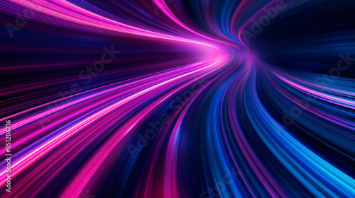 Abstract background with motion blur light trails on dark blue and pink colors, highway speed effect in the style of business technology concept