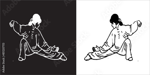  IIlustration Vector graphics of Tai-Chi Silhouette icon