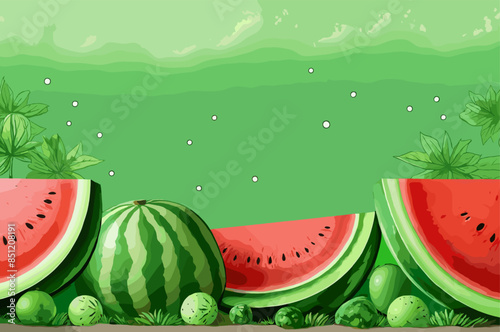Watermelon card, summer, AI generating