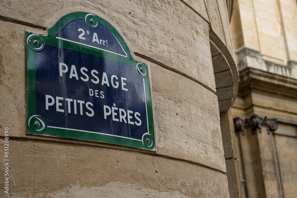 typical street name sign from Paris , Passage Des Petits Pères typical street name sign from Paris , Passage Des Petits Pères