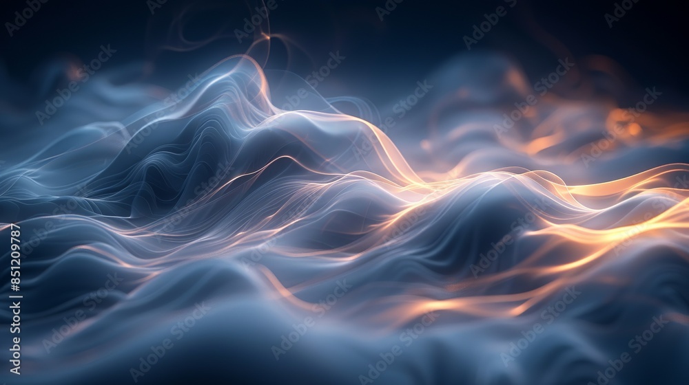 Obraz premium Abstract image of flowing smoke, highlighted to emphasize its delicate, sinuous forms and intricate patterns. Abstract Backgrounds Illustration, Minimalism,