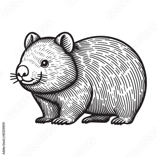 Line art of wombat cartoon vector