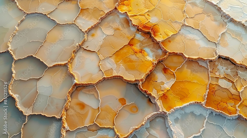 Natural Salt Pattern Abstract aerial view of a salt flat, where the natural patterns created ...