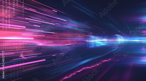 pink blue abstract light technology background of cyber attack.