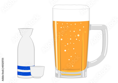 日本酒と生ビール