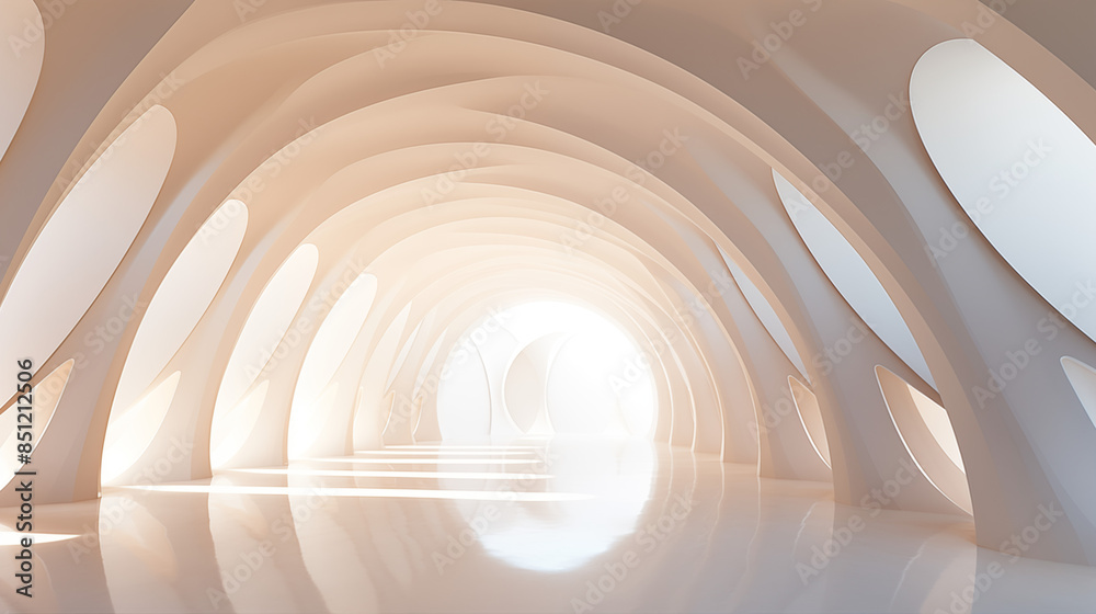 Fototapeta premium Abstract futuristic architecture with swirling metal t