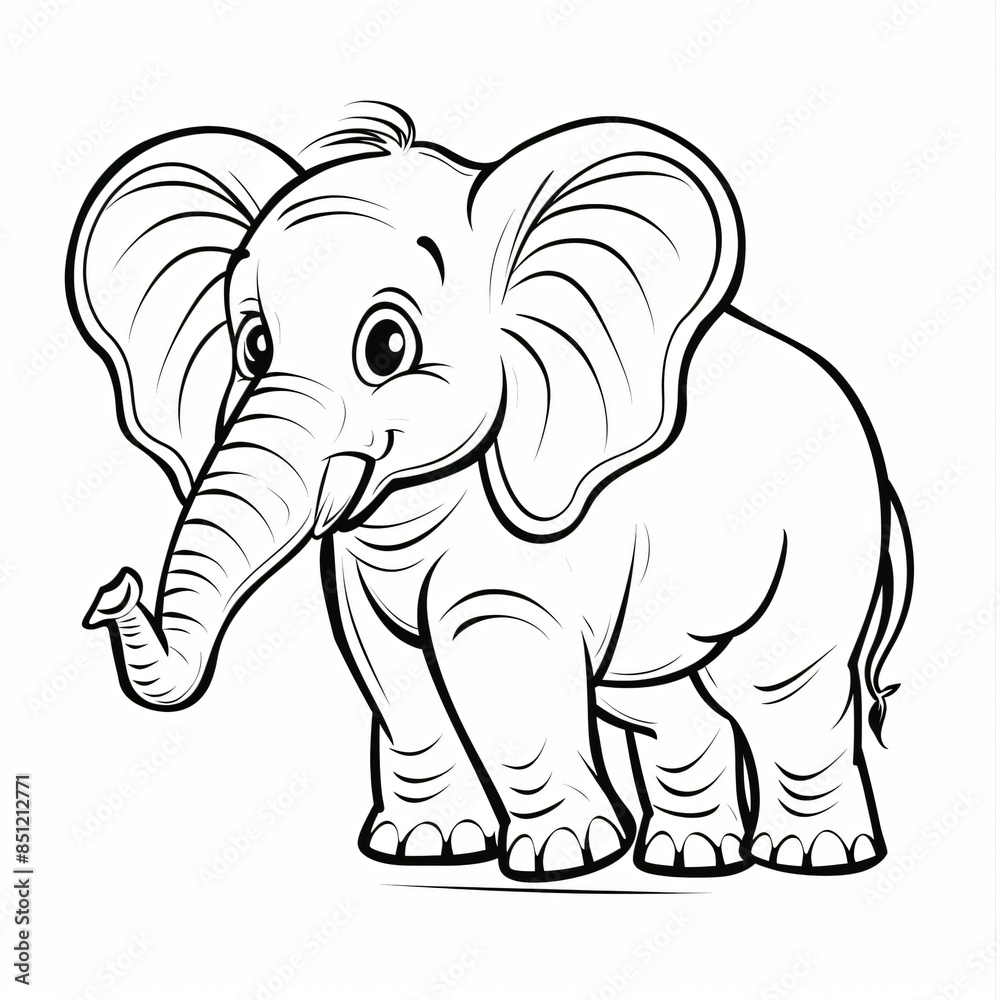 Fototapeta premium cartoon of a Elephant children coloring book page