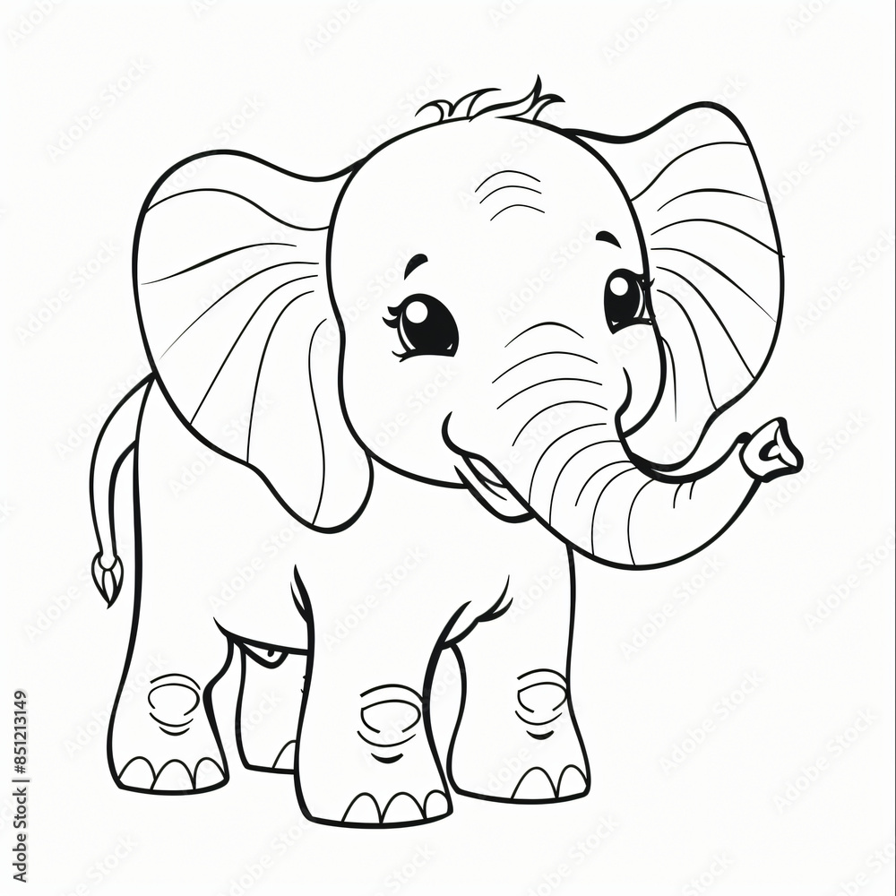 Obraz premium cartoon of a Elephant children coloring book page