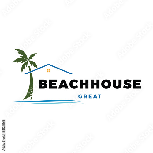 Beach House Icon Logo Design Template
