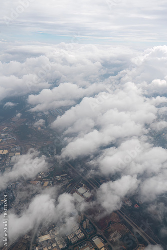 Konstfotografi Aerial View of Cityscape Under Cloudy Sky