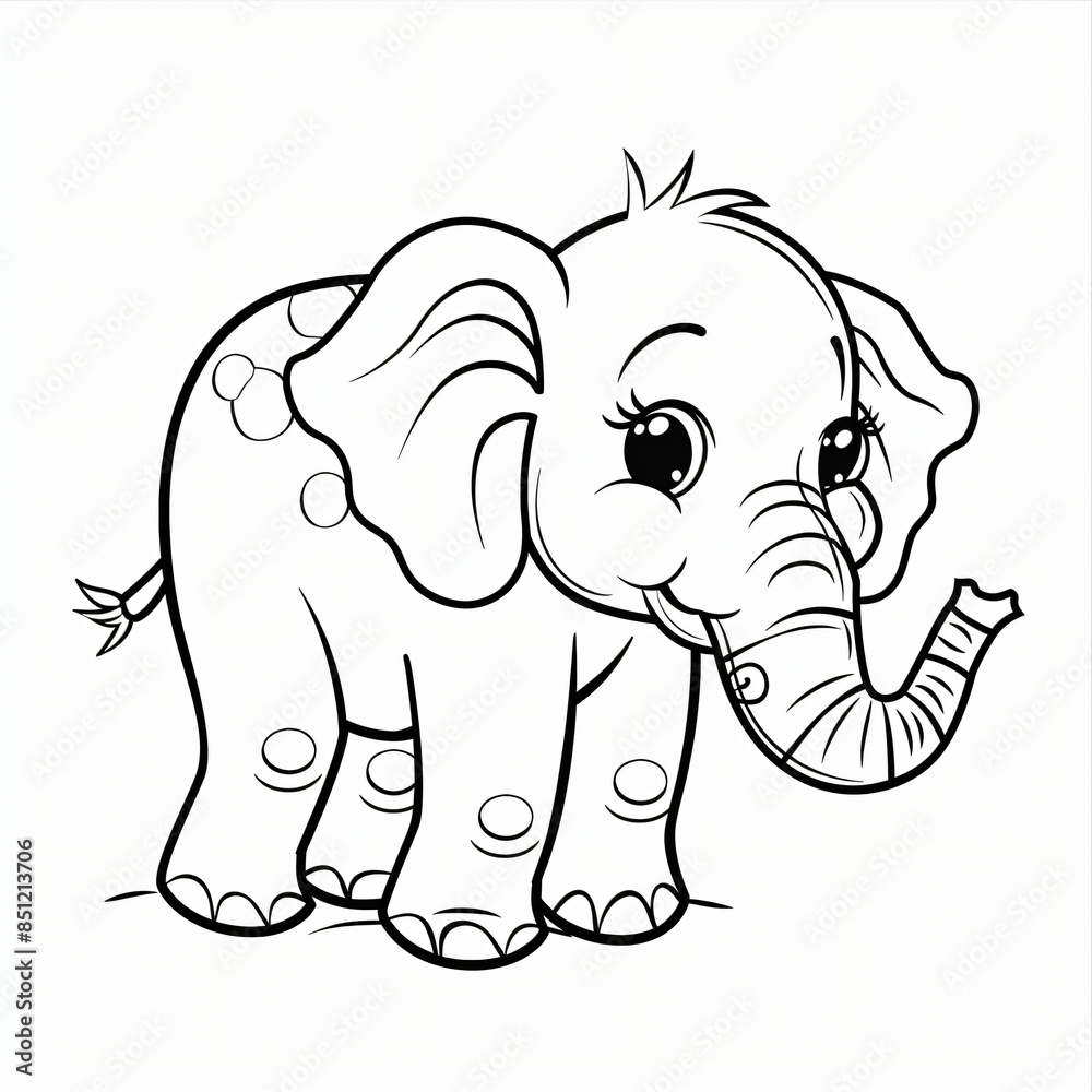 cartoon of a Elephant children coloring book page cartoon of a Elephant children coloring book page