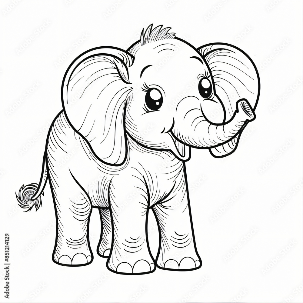 cartoon of a Elephant children coloring book page cartoon of a Elephant children coloring book page