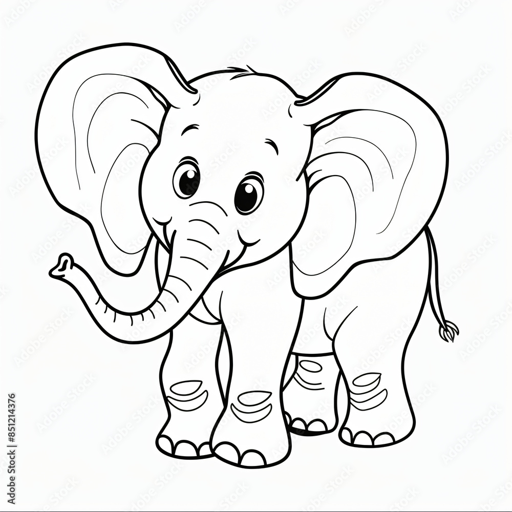 Fototapeta premium cartoon of a Elephant children coloring book page