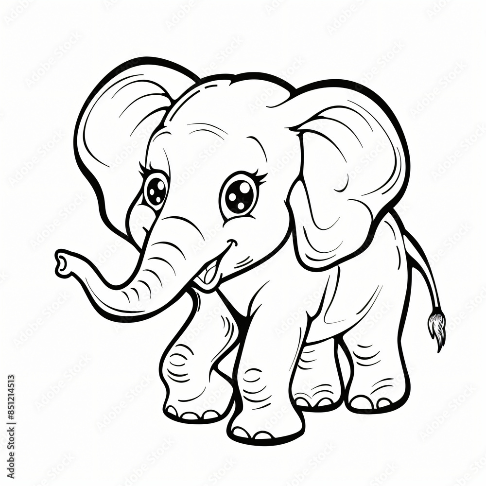 Fototapeta premium cartoon of a Elephant children coloring book page