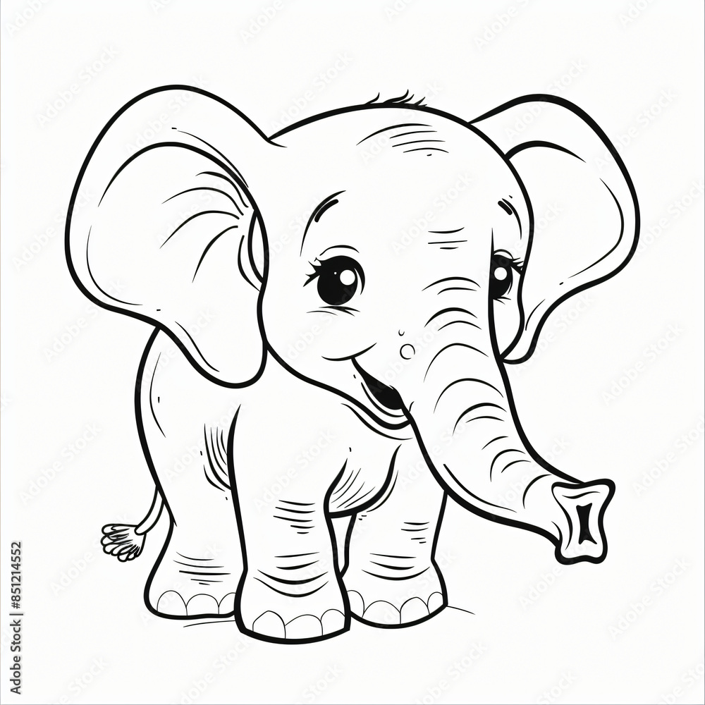 Fototapeta premium cartoon of a Elephant children coloring book page