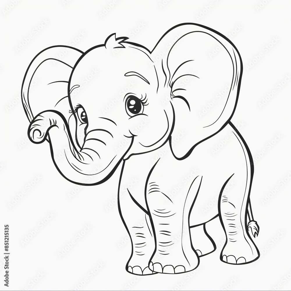cartoon of a Elephant children coloring book page cartoon of a Elephant children coloring book page