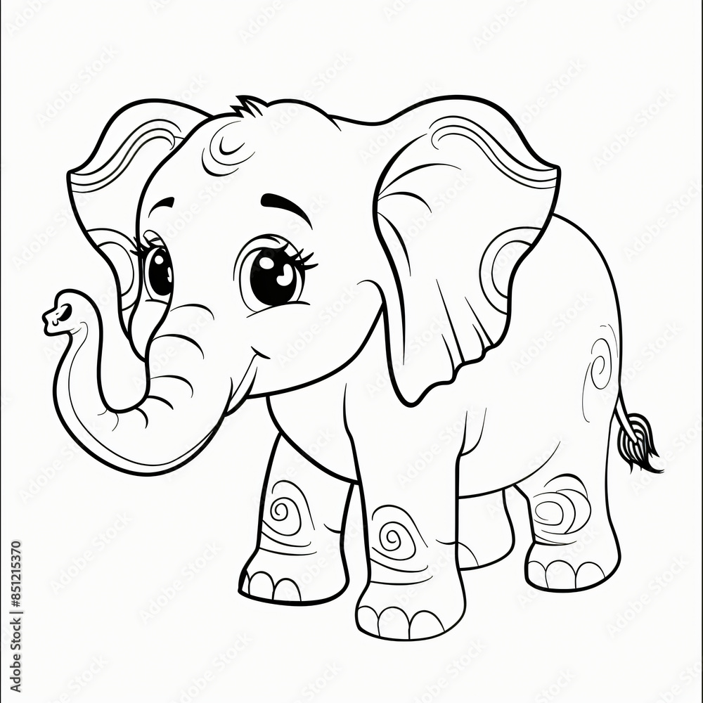 Obraz premium cartoon of a Elephant children coloring book page