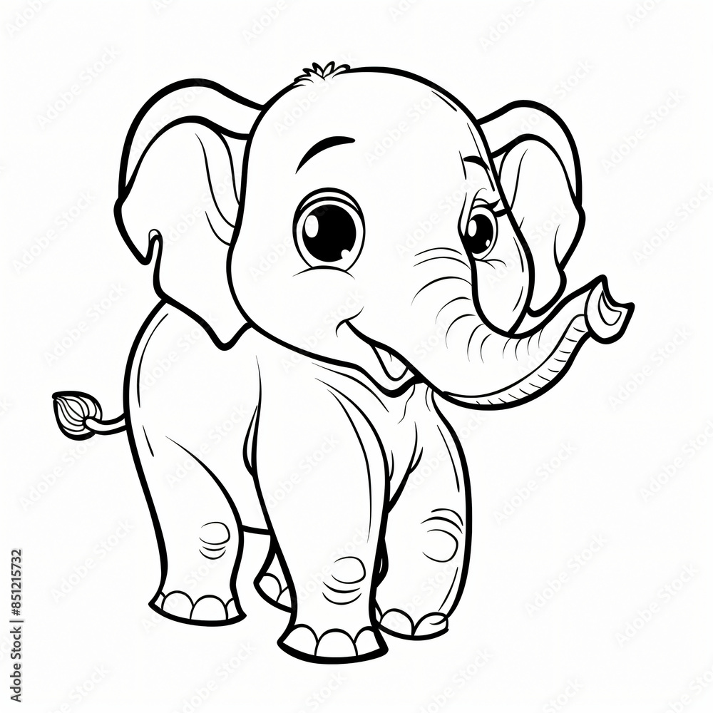 cartoon of a Elephant children coloring book page cartoon of a Elephant children coloring book page