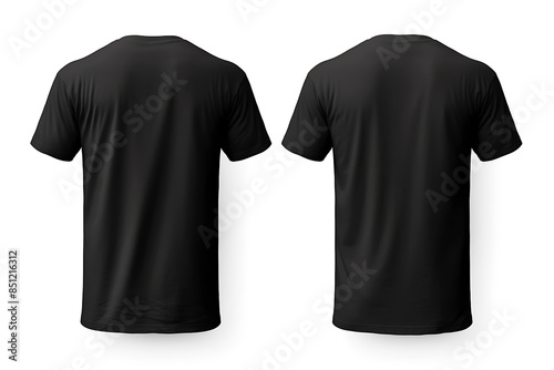 Plain black t-shirt back view in isolated background.  Mens t-shirt mockup template. AI generated. 