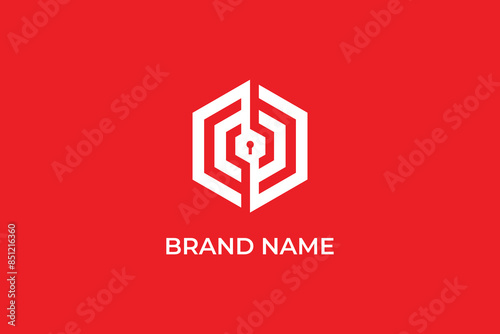letter CC hexagon icon lineart abstract vector, letter D D shield icon key hole lock logo, letter D C hexagon logo best for construction, finance or modern real estate business