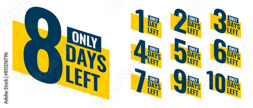 eye catching countdown days left badge for website promo or announcement