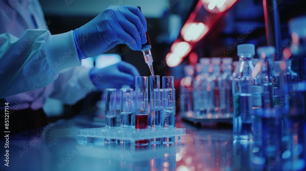 Close-up of scientists' hands making medicine in a modern lab with high-tech equipment and soft white lighting, showcasing research innovation atmosphere. Close-up of scientists' hands making medicine in a modern lab with high-tech equipment and soft white lighting, showcasing research innovation atmosphere.