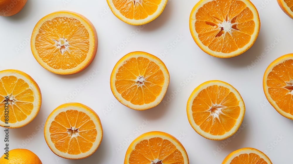 Orange Slices Pattern on White Background Orange Slices Pattern on White Background