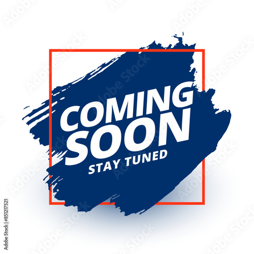 abstract coming soon promo poster wit rush stroke effect