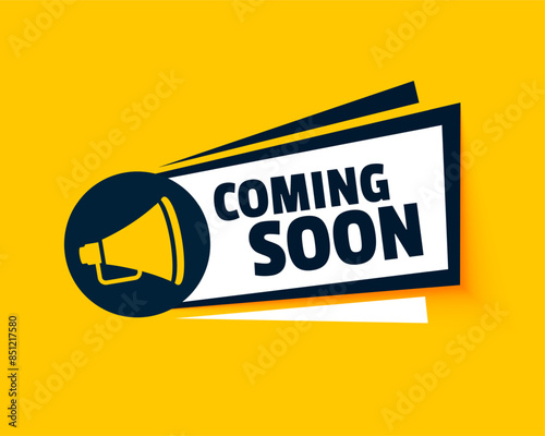 trendy coming soon web release background with megaphone design