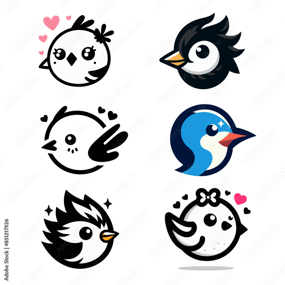 Fototapeta premium Cute Bird Vector Style with White background