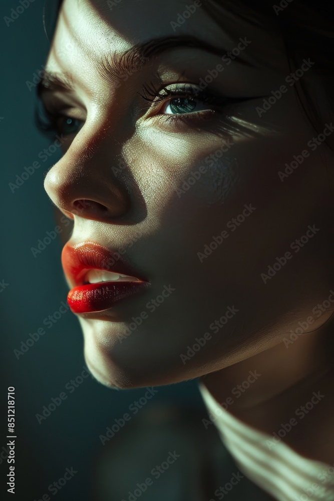 portrait with dramatic shadow play of a beautiful woman portrait with dramatic shadow play of a beautiful woman