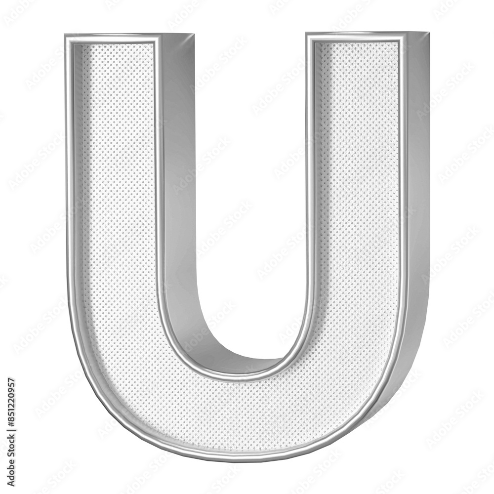 Silver 3D Font Letter U uppercase Silver 3D Font Letter U uppercase