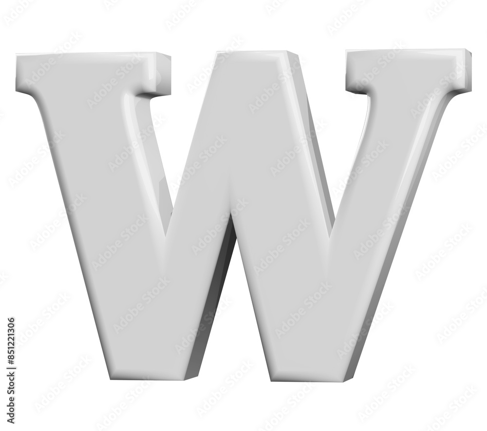 Silver 3D Font Letter W uppercase Silver 3D Font Letter W uppercase