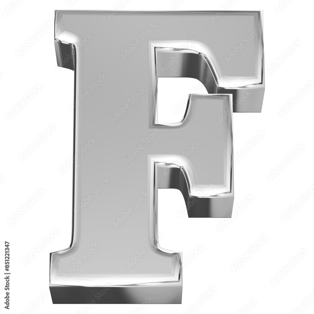 Silver 3D Font Letter F uppercase Silver 3D Font Letter F uppercase