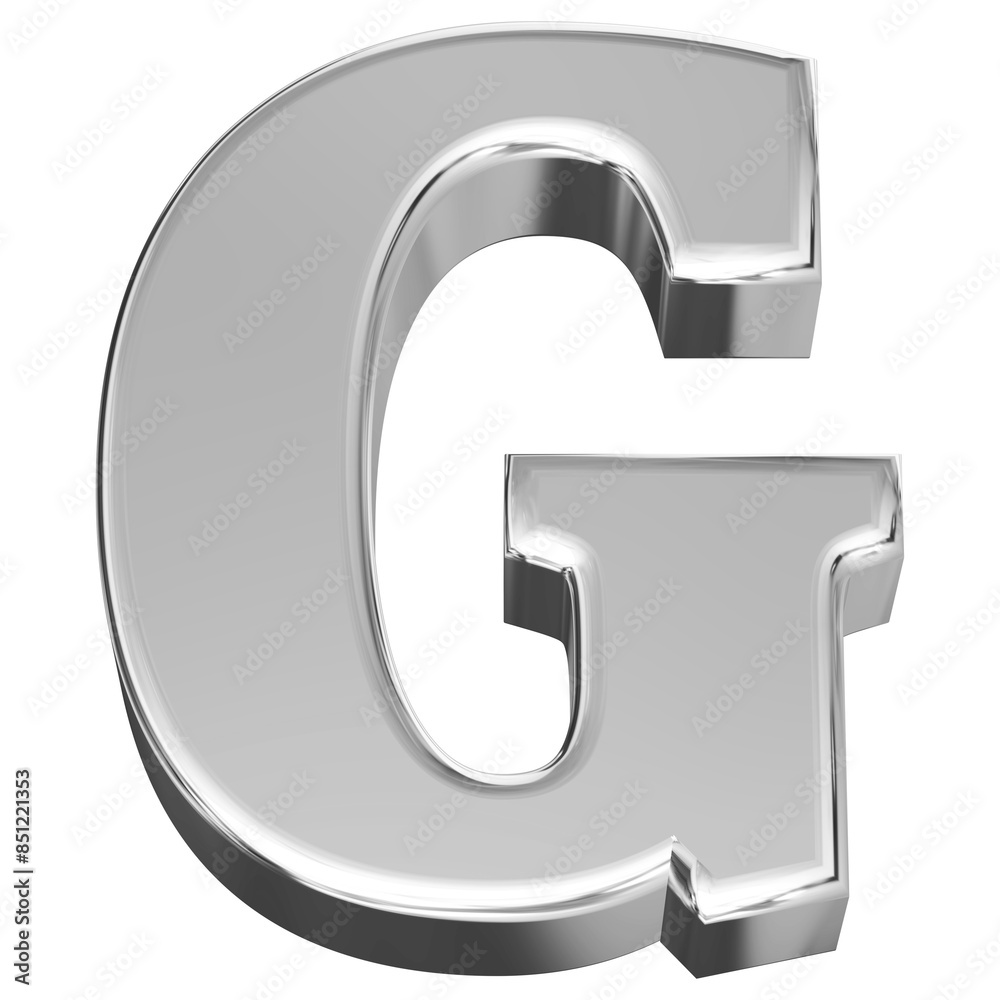 Silver 3D Font Letter G uppercase