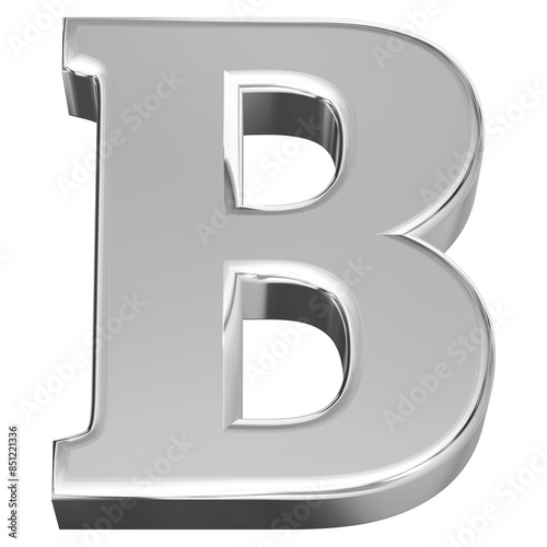 Silver 3D Font Letter B uppercase