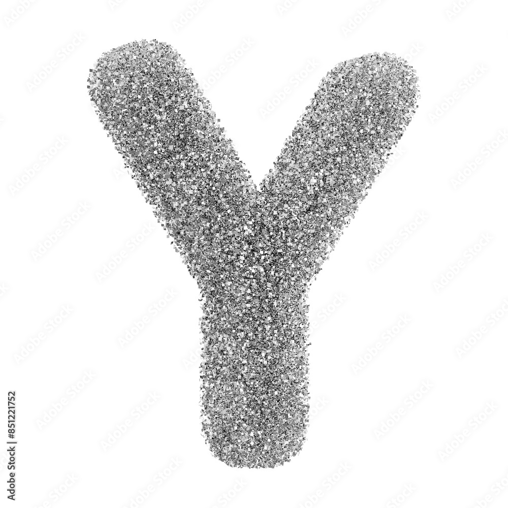 Silver 3D Font Letter Y uppercase