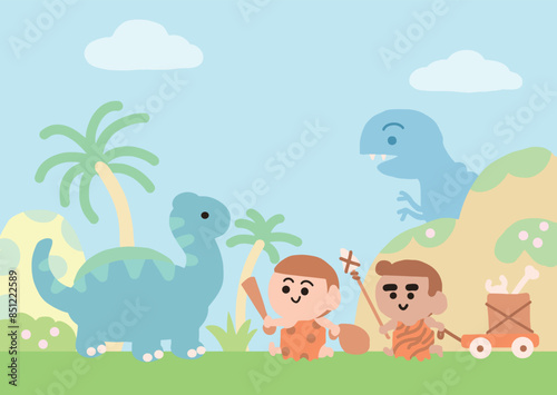 Caveman and Dinosaurs .