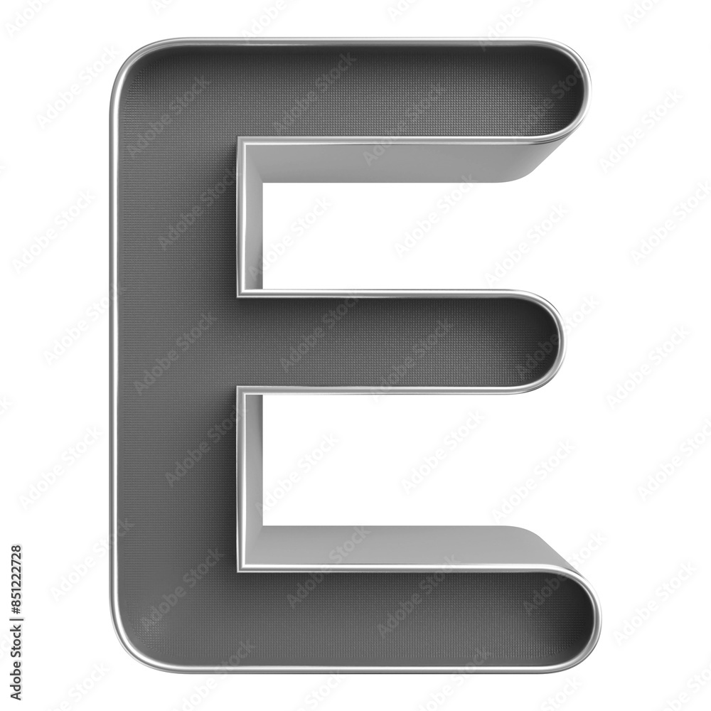 Silver 3D Font Letter E uppercase Silver 3D Font Letter E uppercase