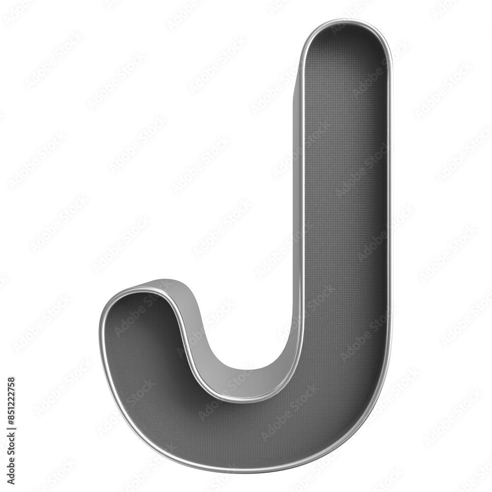 Silver 3D Font Letter J uppercase Silver 3D Font Letter J uppercase
