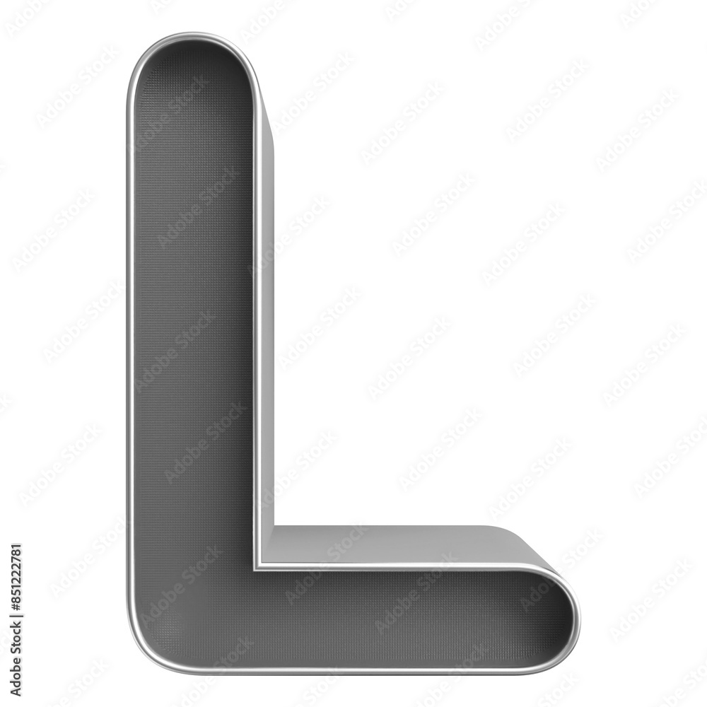 Obraz premium Silver 3D Font Letter L uppercase