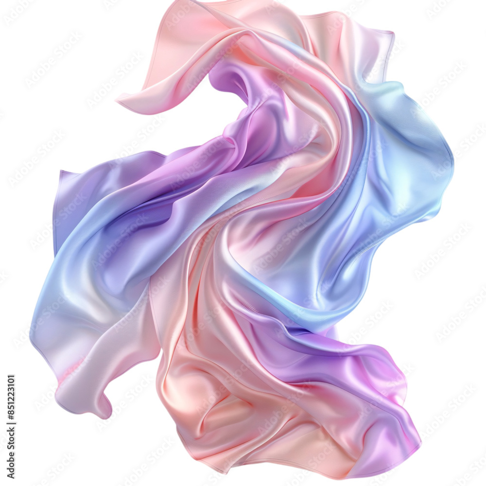 Fototapeta premium Flying Fabric Pastel Tone transparent background