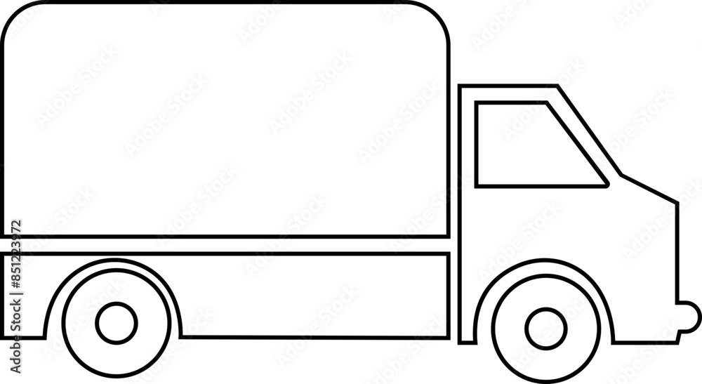 Fast moving shipping delivery truck line vector icon for transportation ...