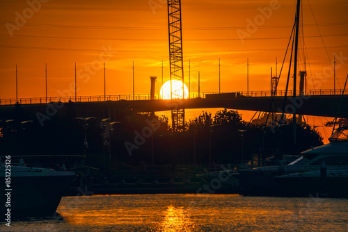 sunset in the harbor