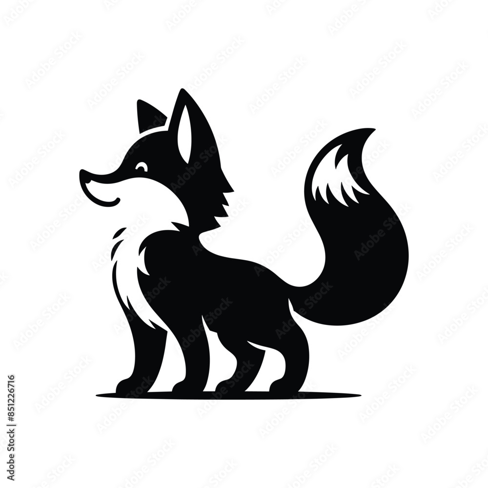 Obraz premium Sleek Fox Emblem - High-Quality Animal Illustration with Curved Tail