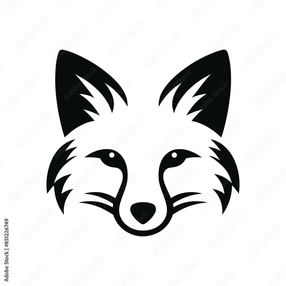 Fototapeta premium Stylish Fox Head Face Graphic - Modern Silhouette Design of a Majestic Fox