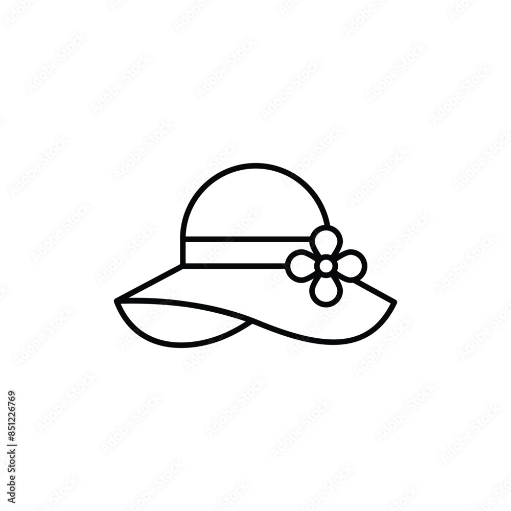 Beach Hat icon design with white background stock illustration Beach Hat icon design with white background stock illustration